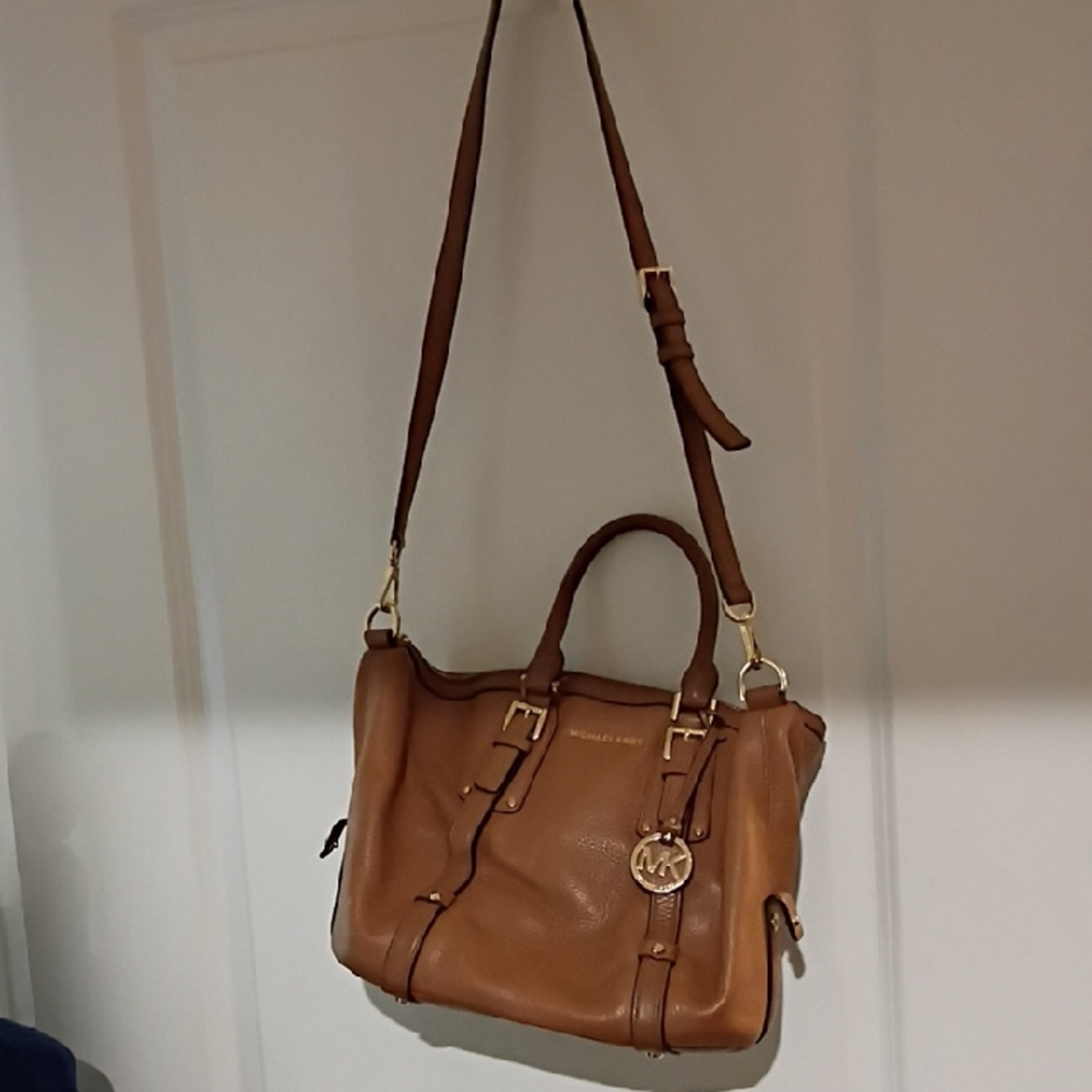 Michael Kors Cognac Leather Satchel with Gold Hardware